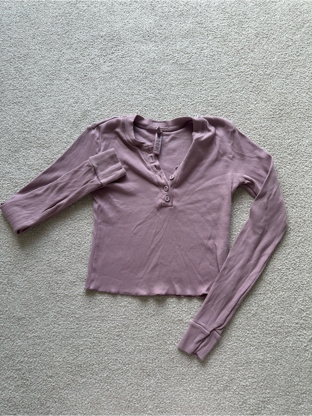 SKIMS Ribbed Henley Long Sleeve Top
